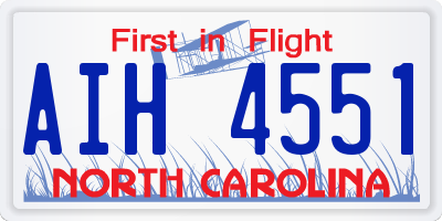 NC license plate AIH4551