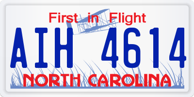 NC license plate AIH4614