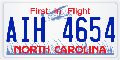 NC license plate AIH4654