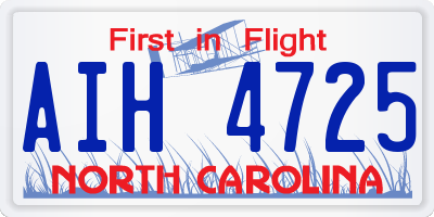 NC license plate AIH4725