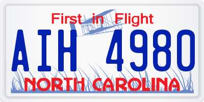 NC license plate AIH4980