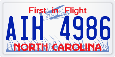 NC license plate AIH4986