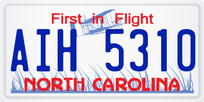 NC license plate AIH5310