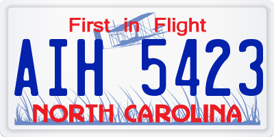 NC license plate AIH5423
