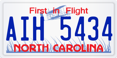 NC license plate AIH5434