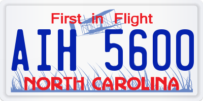 NC license plate AIH5600