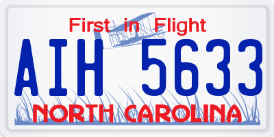 NC license plate AIH5633