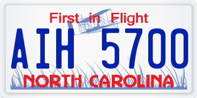 NC license plate AIH5700