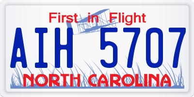 NC license plate AIH5707