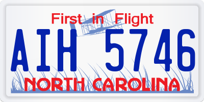 NC license plate AIH5746