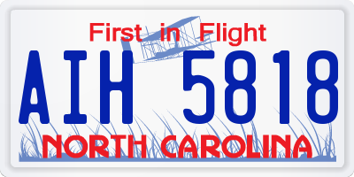 NC license plate AIH5818