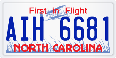 NC license plate AIH6681