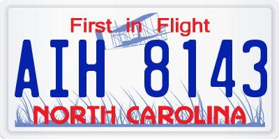 NC license plate AIH8143