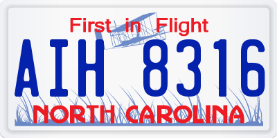 NC license plate AIH8316