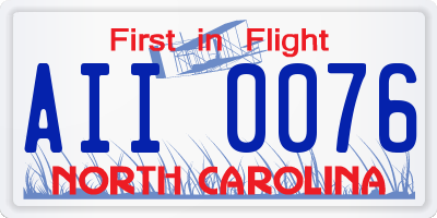 NC license plate AII0076