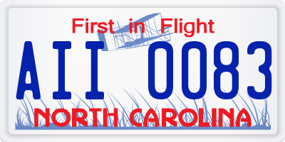 NC license plate AII0083