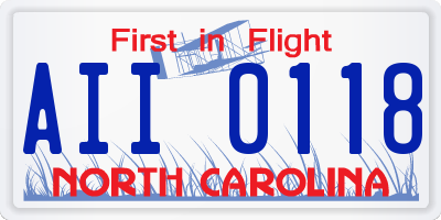 NC license plate AII0118