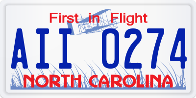 NC license plate AII0274