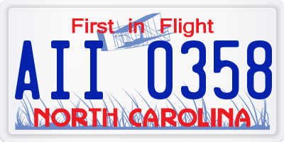 NC license plate AII0358