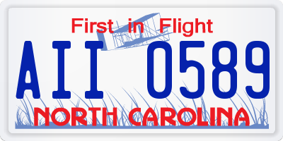 NC license plate AII0589