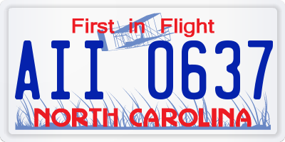 NC license plate AII0637