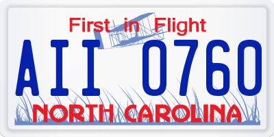 NC license plate AII0760