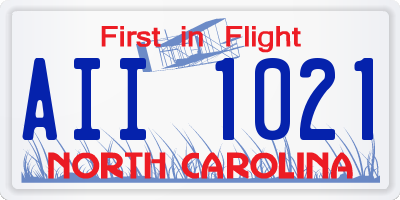 NC license plate AII1021