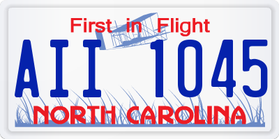 NC license plate AII1045