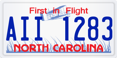 NC license plate AII1283