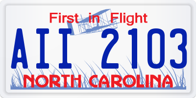 NC license plate AII2103