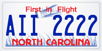 NC license plate AII2222