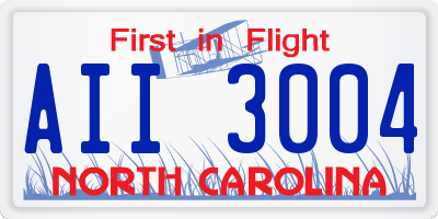 NC license plate AII3004