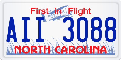 NC license plate AII3088