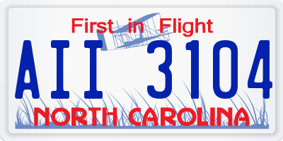 NC license plate AII3104