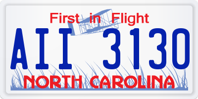 NC license plate AII3130