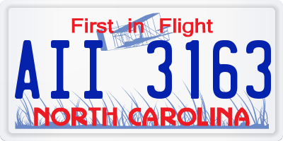 NC license plate AII3163
