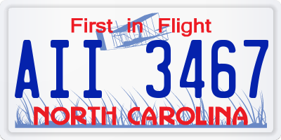 NC license plate AII3467