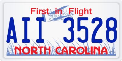 NC license plate AII3528