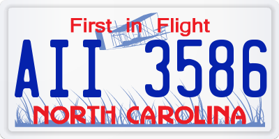 NC license plate AII3586