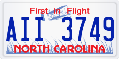 NC license plate AII3749