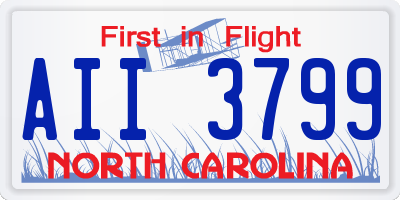 NC license plate AII3799