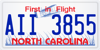 NC license plate AII3855