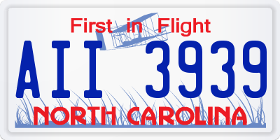 NC license plate AII3939