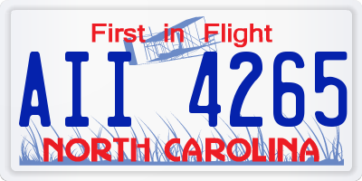 NC license plate AII4265