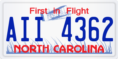 NC license plate AII4362