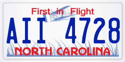 NC license plate AII4728