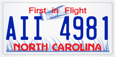 NC license plate AII4981