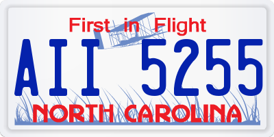 NC license plate AII5255