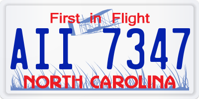 NC license plate AII7347