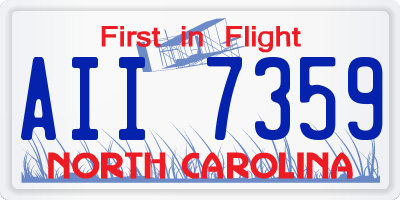 NC license plate AII7359